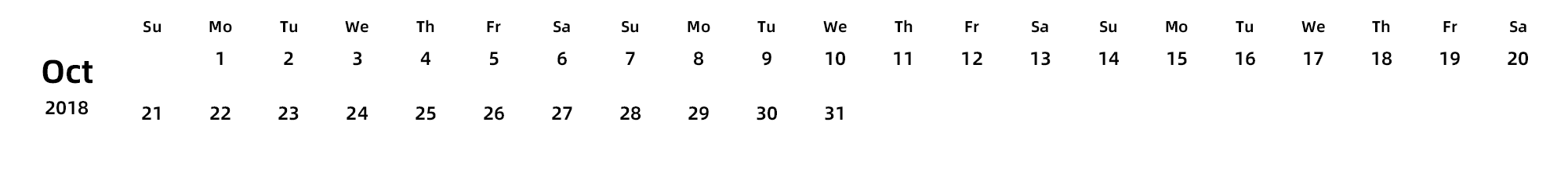 英文版 周日开始