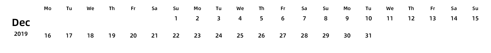 英文版 周一开始 带节假日调休安排