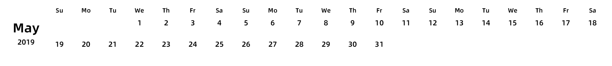 英文版 周日开始 带节假日调休安排