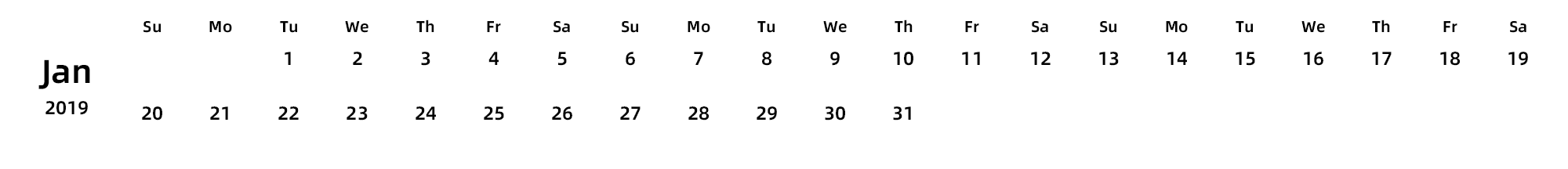 英文版 周日开始
