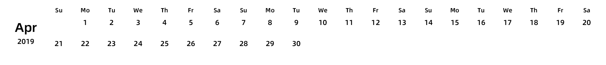 英文版 周日开始