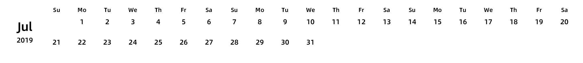英文版 周日开始