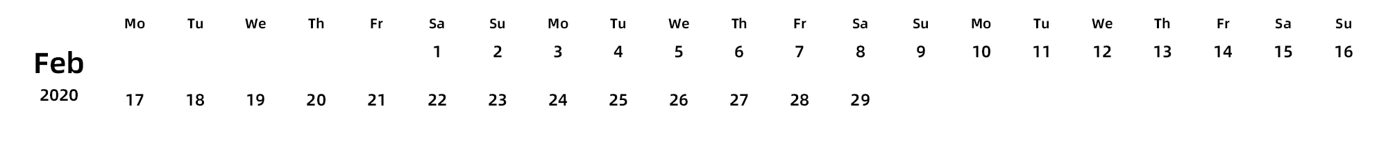 英文版 周一开始 带节假日调休安排