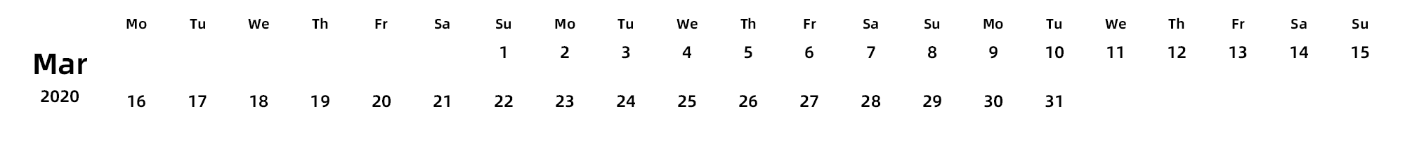 英文版 周一开始