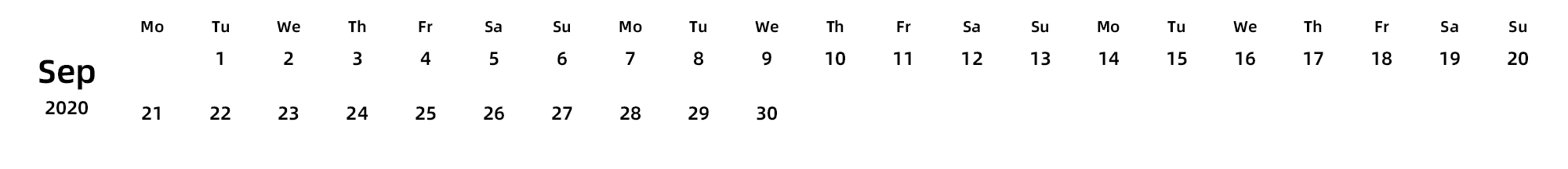 英文版 周一开始