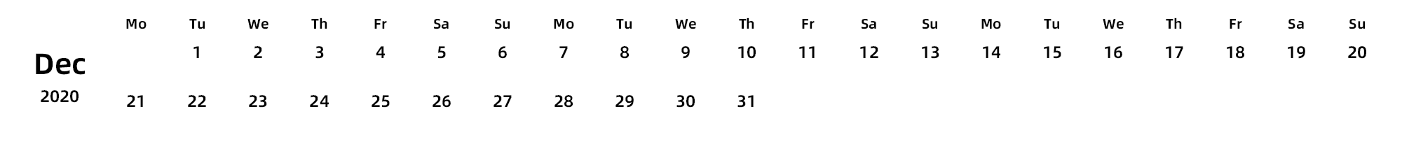 英文版 周一开始