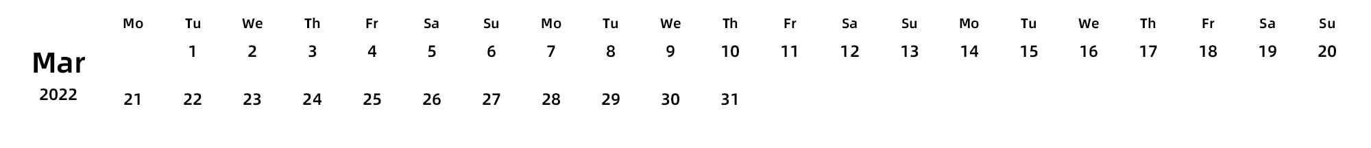 英文版 周一开始