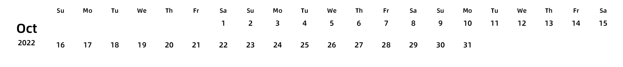 英文版 周日开始