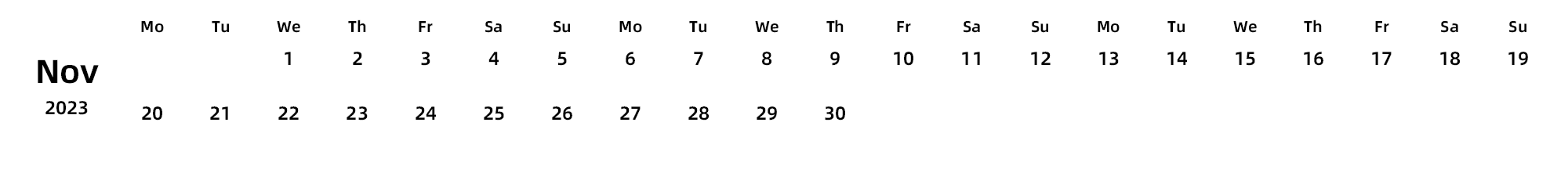英文版 周一开始