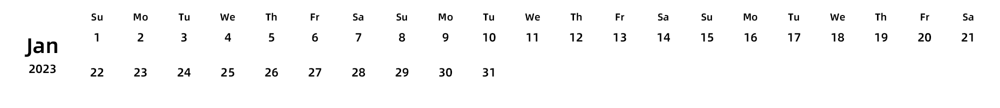 英文版 周日开始
