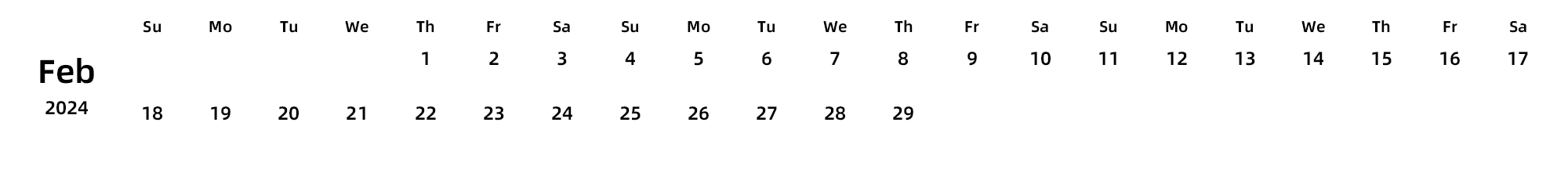 英文版 周日开始 带节假日调休安排