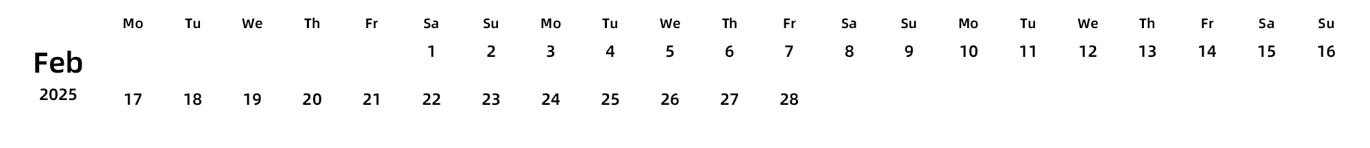 英文版 周一开始 带节假日调休安排