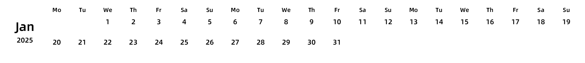 英文版 周一开始