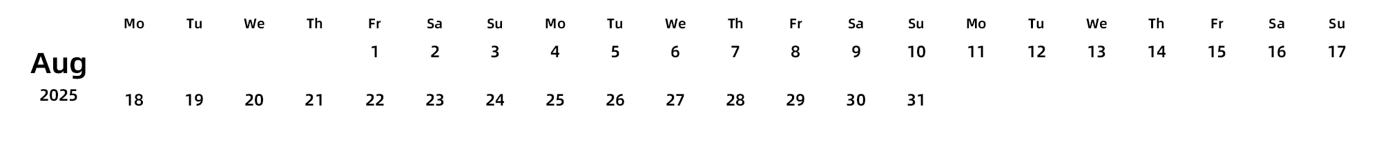 英文版 周一开始