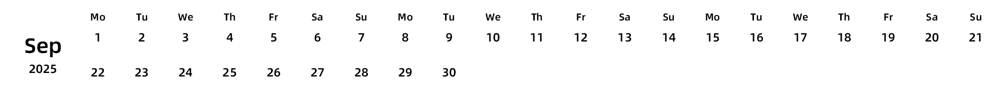 英文版 周一开始