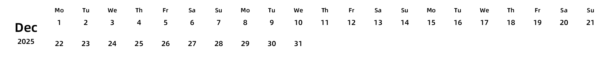 英文版 周一开始