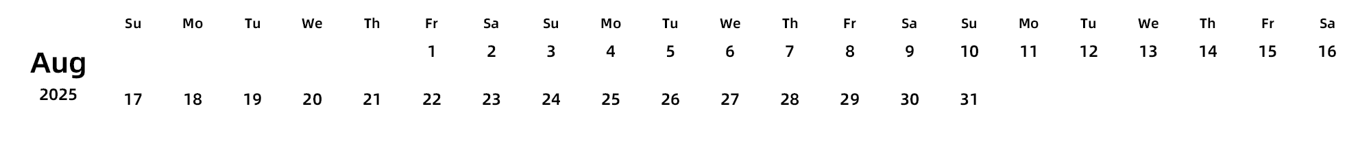 英文版 周日开始