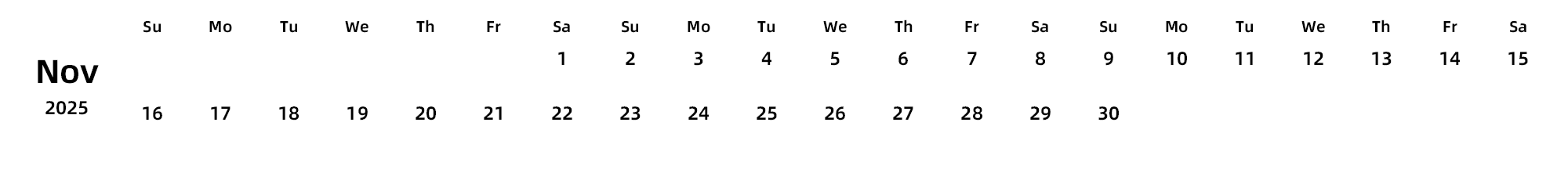 英文版 周日开始
