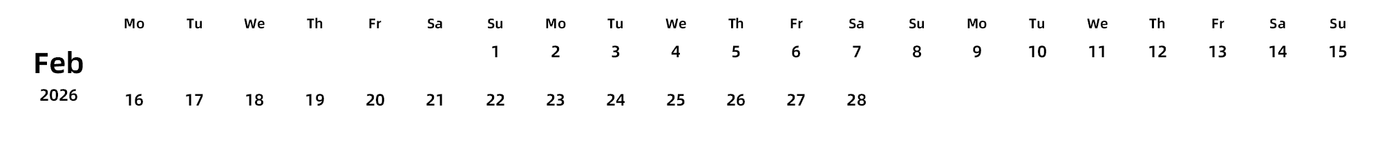 英文版 周一开始