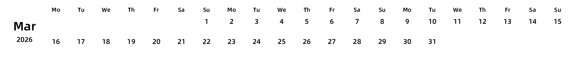 英文版 周一开始
