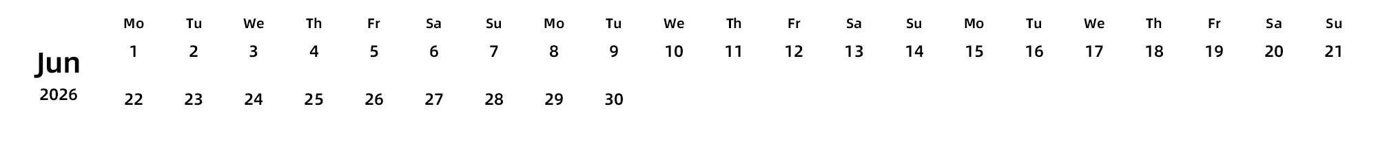 英文版 周一开始