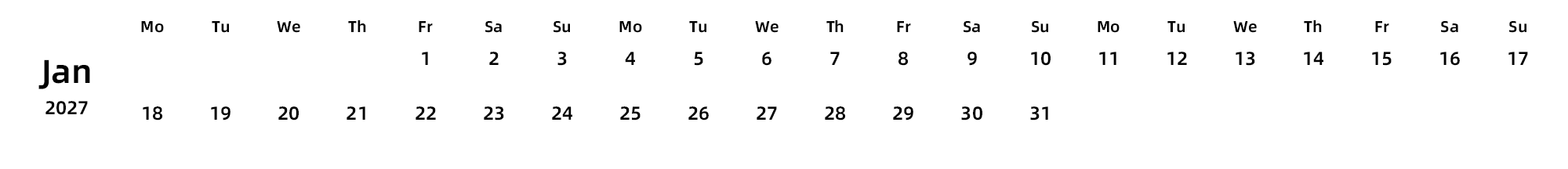 英文版 周一开始