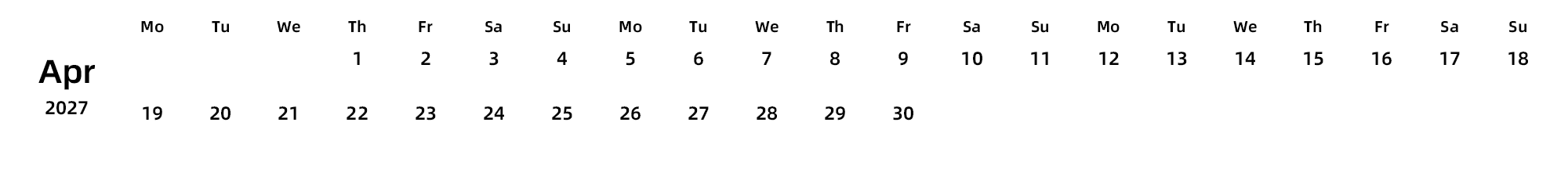 英文版 周一开始