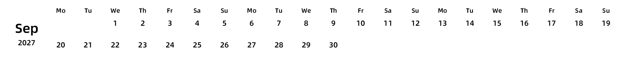 英文版 周一开始