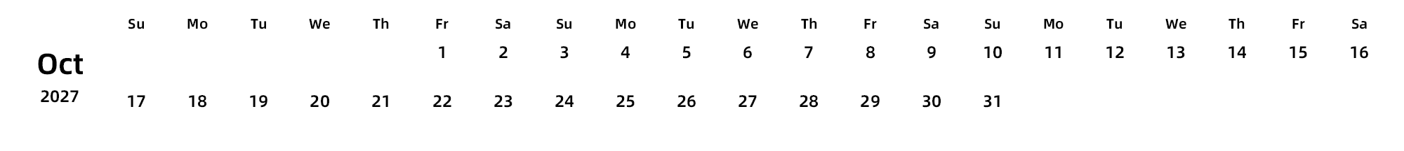 英文版 周日开始