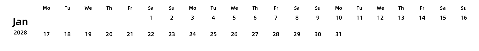 英文版 周一开始