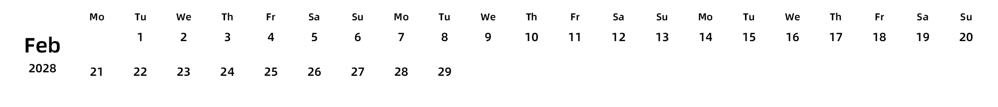 英文版 周一开始