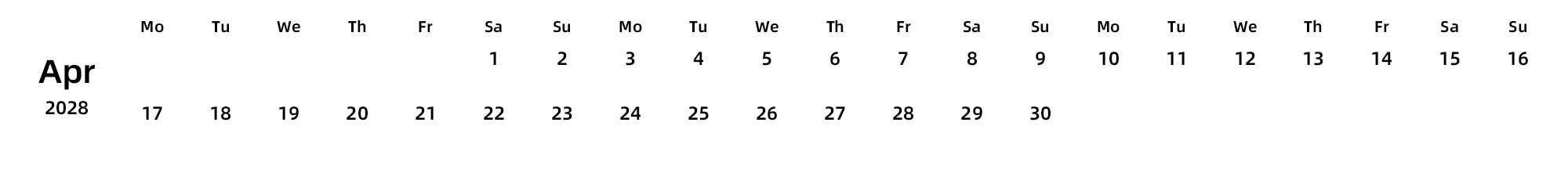 英文版 周一开始