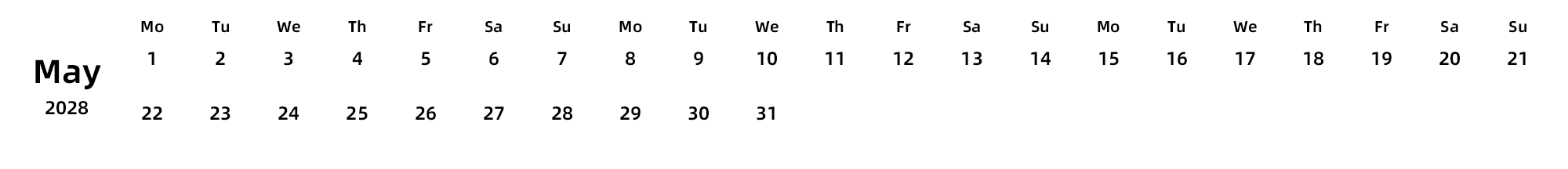 英文版 周一开始