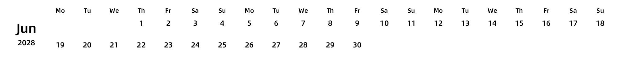英文版 周一开始