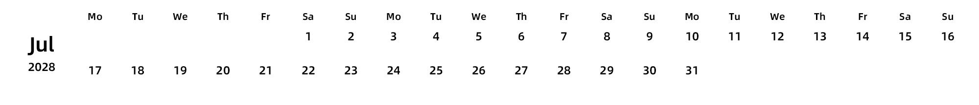 英文版 周一开始