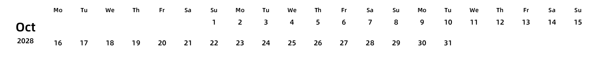 英文版 周一开始