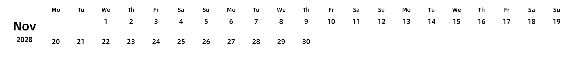 英文版 周一开始