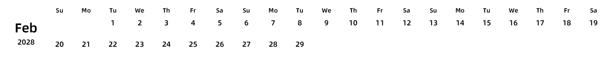 英文版 周日开始 带节假日调休安排