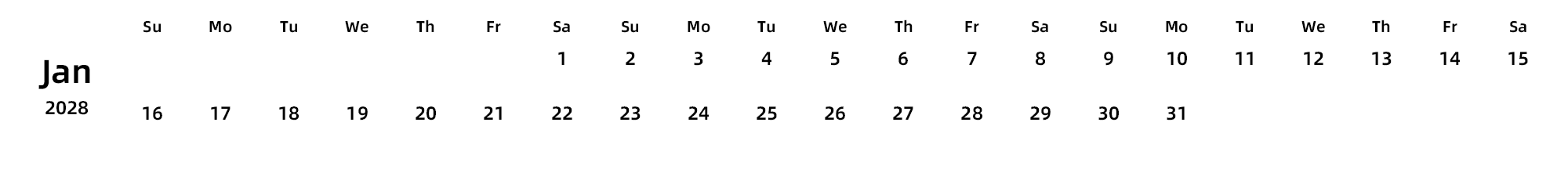英文版 周日开始