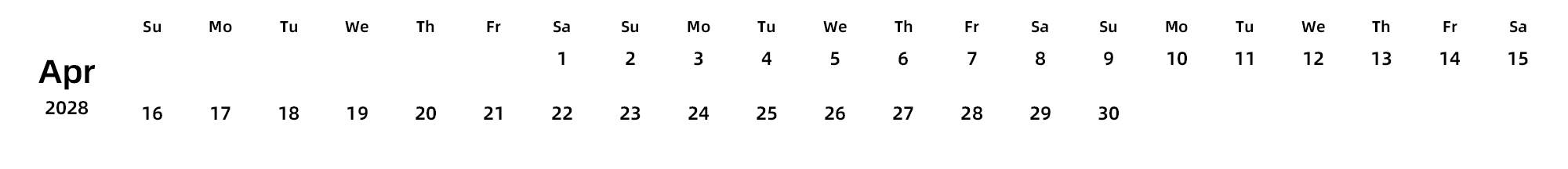 英文版 周日开始
