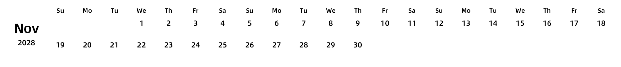 英文版 周日开始