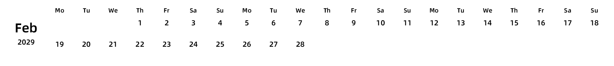 英文版 周一开始 带节假日调休安排