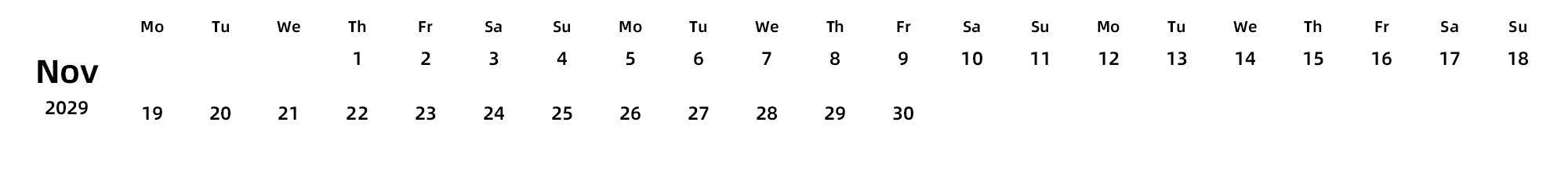 英文版 周一开始 带节假日调休安排
