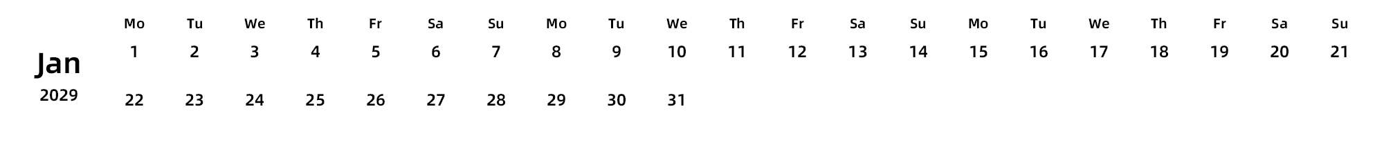 英文版 周一开始