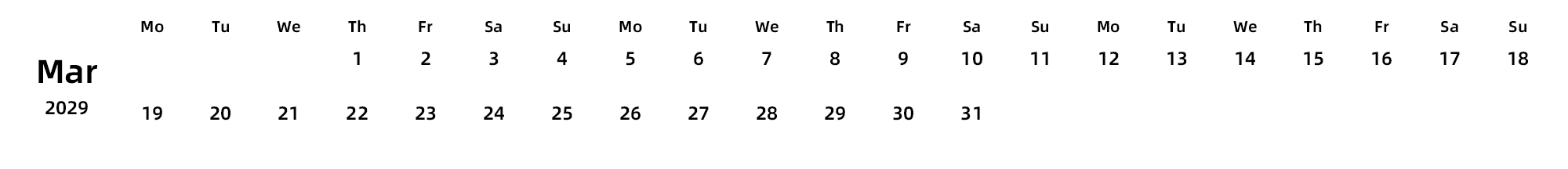 英文版 周一开始