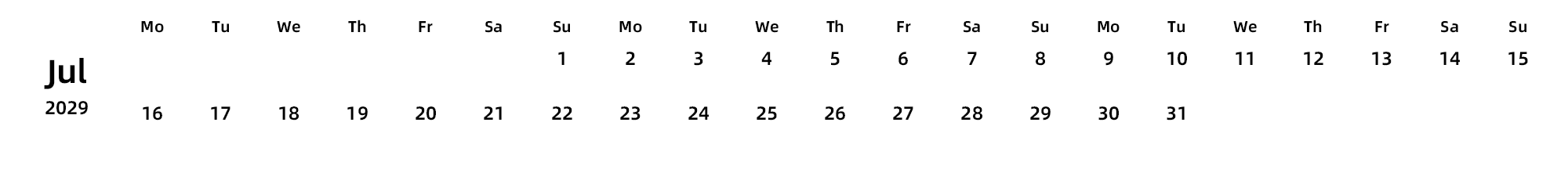 英文版 周一开始