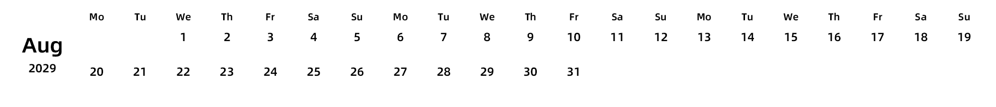 英文版 周一开始