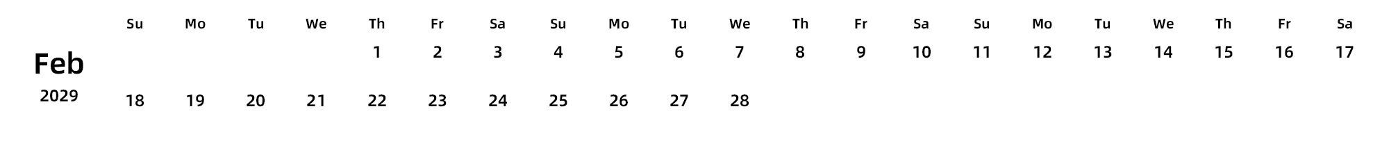 英文版 周日开始 带节假日调休安排