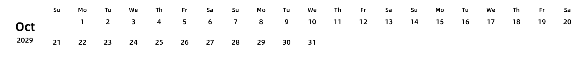 英文版 周日开始