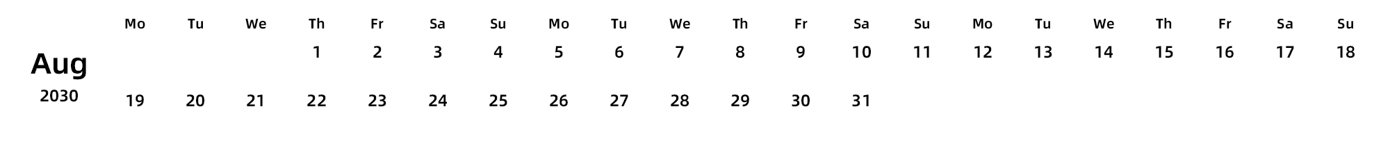 英文版 周一开始 带节假日调休安排